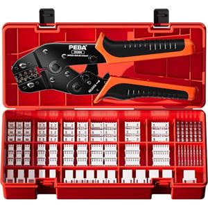 PEBA Set Connettori Pinze a Crimpare - 18 stili Connettori JST-XH 2,5mm kit di assortimento di pinze a crimpare, Pinza Crimpatrice JST 0,03-0,5 mm² per connettori JST (XH/SM/PH/SYP), Molex, KF2510