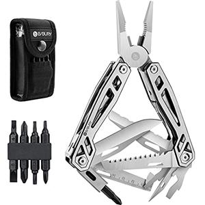 BIBURY Pinza Multiuso, Coltello Multiuso in Acciaio Inossidabile, Pinza Multifunzione in Coltellino Svizzero con Apribottiglie, Cacciavite, Attrezzi EDC, Ideale per il Campeggio, Riparazioni