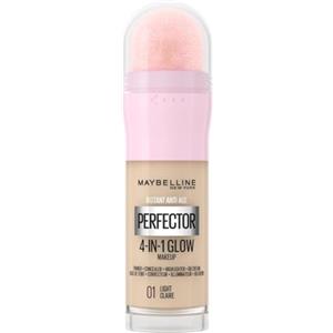 Maybelline New York Fondotinta Perfezionante Instant Perfector 4-in-1 Glow, Minimizza, Corregge, Uniforma e Illumina, Finish Luminoso Senza Imperfezioni, 20 ml, Tonalità: 01 Light