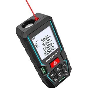 MiLESEEY D5T 50M Misuratore Laser con 2 Livelli Di Bolla, Precisione 2mm, LCD Retroilluminato e Modalità Pitagorica, Misura Distanza, Area e Volume