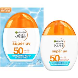 Garnier Fluido Viso SPF50 Invisible, Per Tutti i Tipi di Pelle, Protezione dai Raggi UV, Texture Fresca e Invisibile, Formula Vegana, Super UV Refreshing Water, Ambre Solaire, 40 ml