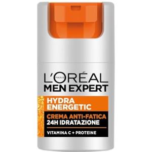 L'Oreal Paris L'Oréal Paris Men Expert Crema Idratante Anti-Fatica Uomo, Pelle Rivitalizzata, Levigata e Idratata, Occhiaie e Rughe Sottili Ridotte, Arricchita con Proteine e Vitamina C, Hydra Energetic, 50 ml