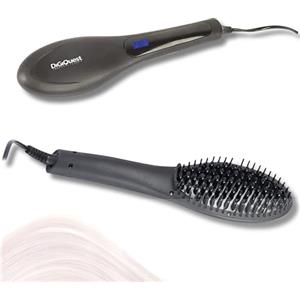 DIGIQUEST Spazzola Lisciante BRUSHY 55W, Temperatura Regolabile 80°-230°C, Riscaldamento Rapido, Display Spegnimento Automatico, Cavo Girevole 360°, Liscia e Districa, Nero (SPAZZOLA LISCIANTE)