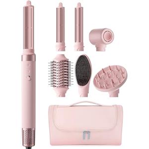 MESCOMB 6-in-1 Air Styler & Spazzola Asciugacapelli con Diffusore, Asciugatura Rapida Multifunzione, Senza Danni da Calore, Ricci, Liscio, Volume, Scatola Portaoggetti, Ideale per Regalo