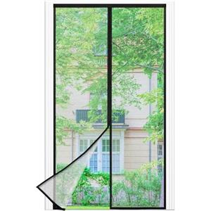 berssen Zanzariera Magnetica - 110 x 230 CM Rete Fine - NERO, Zanzariera Porta Finestra Superiore Aumentato a 3,8 cm, si Chiude da Sola, Mantiene l'aria Fresca