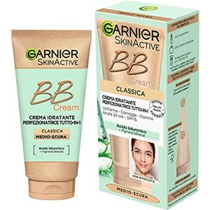 Garnier BB Cream Classica SkinActive, Per Pelle Uniforme e Idratata, Look Naturale, Arricchita con Acido Ialuronico, Aloe Vera e Pigmenti Minerali, SPF 15, Tonalità: Medio-Scura