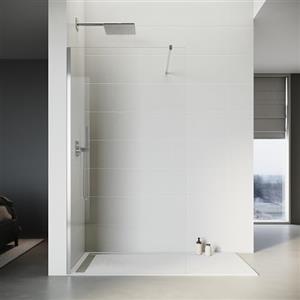 SONNI Walk in Box Doccia 100 x 200 cm, Parete Doccia Fissa in Cristallo 8mm, Vetro Trasparente Temperato Rivestimento Nano, Regolabile con Stabilizzatore