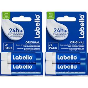 Labello Bipacco Classic Care Balsamo Labbra 2 x 4.8 g, Burrocacao labbra classico fondente sulle labbra, Lip balm con burro di karité idratante fino a 24 ore, Senza oli minerali e paraffine
