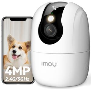 Imou Telecamera WiFi Interno con One-Touch Chiamata 2K+, 4MP Videocamera Sorveglianza con Crociera Automatica, Rilevamento AI Umano/Animali, Visione Notturna a Colori, Modalità Privata, 2,4/5GHz