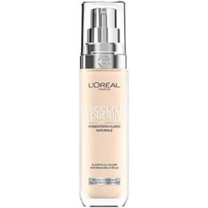 L'Oreal Paris L'Oréal Paris Fondotinta Liquido, Incarnato Uniforme e Illuminato, Finish Naturale, Per Tutti i Tipi di Pelle, Formula con Acido Ialuronico, Accord Parfait, Tonalità: 1D/W Golden Ivory, 30 ml