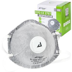 AirGearPro Mascherine FFP2 con Valvola (Confezione da 10 Pezzi) - Respiratore e Mascherina Antipolvere da Lavoro con Filtro - Maschera FFP2 contro le Polveri Sottili