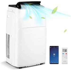 GYMAX Condizionatore Portatile 12000BTU Classe A, R290 GMCC, 5 in 1 Raffreddare/Riscaldare/Deumidificare/Ventilare/Modalità Notturna, Timer 24H, WIFI APP & Telecomando