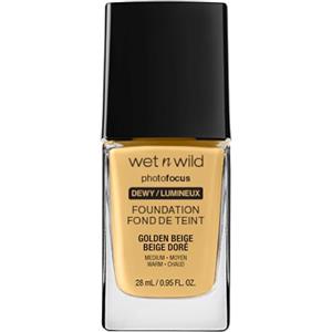 Wet n Wild - Photo Focus Foundation DEWY - Fondotinta Beige Dorato Idratante dalla Performance Elevata - Copre le Imperfezioni, Ideale per Pelli da Normali a Secche - Vegan - Golden Beige