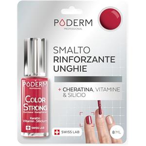PODERM Smalto Rinforzante Unghie - Rosso rosa | Ripara e Rinforza le Unghie Danneggiate e Indebolite da Smalti Semipermanenti | Biotina, Silicio e Cheratina | Sviluppato da un Podologo in Svizzera