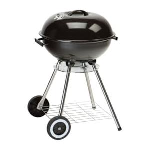EMPOTEC Barbecue Carbone Rotondo Sfera con Coperchio Portatile BBQ Ruote e Maniglie in Bachelite 1 Ripiano Griglia Acciaio 42cm Carbonella Campeggio Picnic Giardino Misure 47x44x70cm