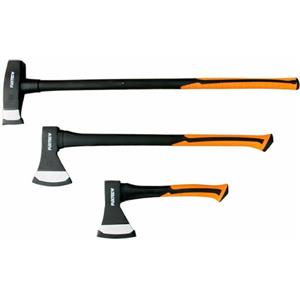 FUXTEC Set di 3 asce - Ascia/scure/accetta - Ascia da spacco - Protettore Manici in gomma - Nucleo in fibra di vetro - Superficie di spacco lucidata