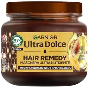 Garnier Ultra Dolce Maschera Nutriente, Per Capelli Secchi, Molto Tendenti al Crespo, Azione In 1 Minuto, Con Olio di Avocado e Burro di Karité, Hair Remedy, 340 ml