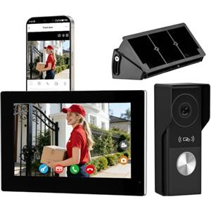 Honmidatek Videocitofono Connesso 2 fili, 7 Pollici Touch Monitor, 1080p, Audio Bidirezionale, Citofono con Sblocco Remoto, Rilevamento Umano,Visione Notturna, app Tuya