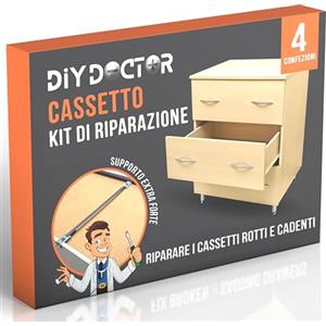 DIY Doctor Kit Riparazione Cassetti (4 Pezzi) - Rinforzi e Supporto per Cassetti Rotti di Cucina e Camera da Letto