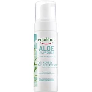 Equilibra, Aloe Ialuronica Mousse Detergente Viso, con Succo di Aloe, Acido Ialuronico ai 3 Pesi Molecolari e Centella Asiatica, Doppia Detersione, per Pelli Sensibili, Clinicamente Testata, 150ml