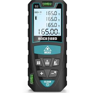 RockSeed Metro laser 50M,RockSeed Distanziometro Laser Digitale con 2 Livelle a Bolla,Telemetro Laser Portatile con unità M/in/Ft Commutazione LCD Retroilluminato e Misurazione Distanza/Area/Volume/Pitagorico