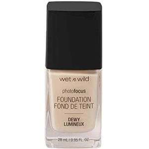 Wet n Wild Photo Focus Dewy Foundation, Fondotinta Liquido Idratante per Pelle Normale/Secca a Coprenza Modulabile dal Finish Luminoso, Soft Ivory