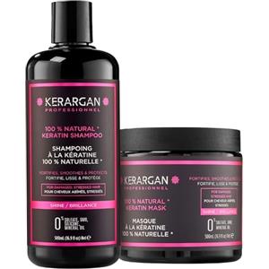 Kerargan - Duo Ultra Riparatore Shampoo & Maschera alla Cheratina per Capelli Danneggiati e Stressati - Nutre, Liscia & Protegge - Senza Solfati, GMO, Silicone - 2x500 ml