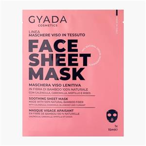 Gyada Cosmetics, Maschera Viso In Tessuto Lenitiva, Per Pelli Sensibili E Delicate, Idrata, Lenisce E Contrasta Il Rossore, Con Calendula, Camomilla, Mirtillo e Ribes, 15 Ml