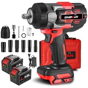ONEVAN avvitatore a impulsi a batteria, 1700Nm Brushless avvitatore ad impulsi con 2 batterie da 4,0 Ah, 1/2" avvitatore a percussione senza fili