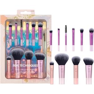 REAL TECHNIQUES Real Technique, set di mini pennelli Travel Fantasy da 11 pezzi, pennelli da trucco da viaggio per fondotinta, ombretto, cipria, fard, contouring e correttore, borsa per il trucco inclusa, 11 pezzi