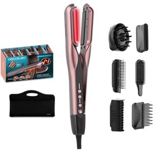 Cecotec Piastra e Asciugacapelli per Capelli AirLisse 6in1 iTwerk Black. 1000 W, 112000 rpm, Piastre Vibranti, Doppia Piastra Riscaldante, Tecnologia Infrarossi, 3 Modalità, Plasma, 6 Accessori