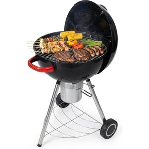 Tarrington House Barbecue a Carbonella Tatum, Acciaio, Coperchio con Termometro, Rotondo, Ruote, Ripiano Inferiore, Nero