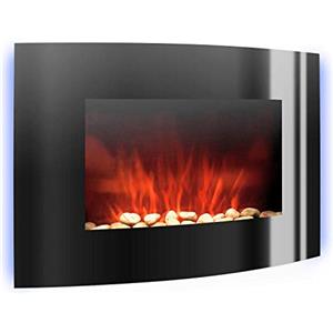 Klarstein Camino Elettrico da Incasso e Parete 2000W, Caminetto con Spazio Portalegna, Fiamma LED Realistica a Basso Consumo, Telecomando e Timer