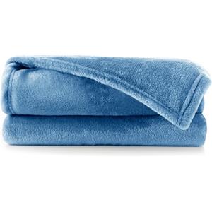 DecoKing Coperta Plaid Pile 150 x 200 cm per Letto una Piazza e Mezza Calda Accogliente e Spessa in Morbido Velluto Per Letto Divano Sedia Tutte le Stagioni Blu Scuro Mic
