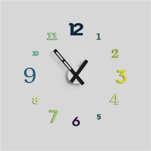 Giallobus - Orologio da Parete Adesivo Grande Float - Typos - Legno Mdf - Float ⌀ 60/80/110cm - 01 - Hills - Orologio da parete moderno - Numeri adesivi 3d - Diametro variabile 60/80/100cm
