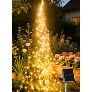 Joycome Fascio di Luce 2m 200 LED Solare Luci a Cascata, 8 modalità di Illuminazione Catena Luminosa, Impermeabili Luci Decorative Stringa per Natale Festa Matrimonio