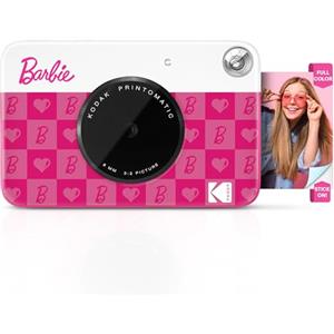 KODAK x Barbie Printomatic Fotocamera Digitale Istantanea a Colori Fotocamera Portatile Barbie da 5 MP, Carta Fotografica Adesiva Zink 2x3" (5,1x7,5 cm), Stile Iconico.