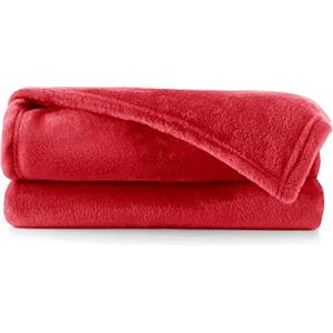 DecoKing Coperta Plaid Pile 150 x 200 cm per Letto una Piazza e Mezza Calda Accogliente e Spessa in Morbido Velluto Per Letto Divano Sedia Tutte le Stagioni Rosso Mic