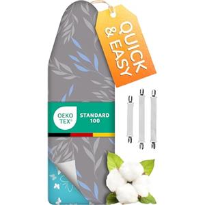 smart&gentle Pratico e morbido copriasse da stiro grigio 150 x 50 cm - Copri asse da stiro telo universale per ferri a vapore, con 3 elastici in dotazione