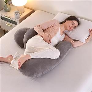 SHANNA Cuscino Gravidanza per Dormire, Cuscino allattamento e Gravidanza, 2024 NUOVO Cuscino Comfort Regolabile per Tutto Il Corpo, Maternità e Cuscino Supporto, Fodera Rimovibile e Lavabile (Gris Oscuro)