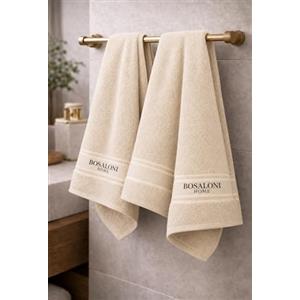 B O S A L O N I Set BOSALONI HOME 2 Asciugamani Viso 74×34 cm - 100% Cotone - Morbidi e Assorbenti - Lavabili in Lavatrice - Colori Assortiti (Panna)