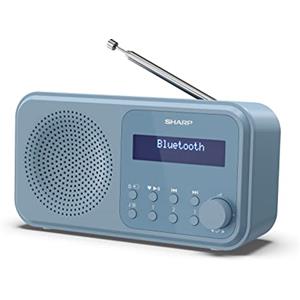 Sharp Shap DR-P420(BL) - Radio DAB+/DAB/FM compatta e portatile con streaming audio senza ﬁli Bluetooth e alimentazione tramite USB o batteria, colore blu