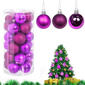 Virsus 30 Palle di Natale 59068, Diametro 6 cm, Palline in Plastica Infrangibile per Albero di Natale, Decorazioni e Addobbi Natalizi, Set di Palline Glitterate, Lucide e Opache (Fucsia)