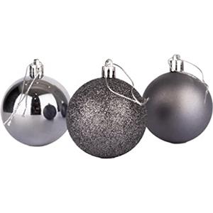 SHATCHI 10 cm/6 palline di Natale infrangibili grigio scuro, decorazioni per albero di Natale, palline ornamentali da appendere, decorazioni natalizie, lucide, opache, glitterate