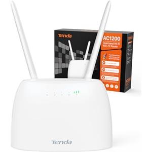 Tenda 4G07 4G LTE SIM Router, Dual-Band AC1200 WiFi Router with SIM Card Slot, 2 Removable External Antennas, LAN/WAN Port, No Configuration