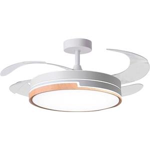 BEL AIR HOME - Ventilatore da Soffitto ROBIN con Luce LED 36W - Motore DC Silenzioso - 3 Temperature Colore (3000K, 4000K, 6500K) - Telecomando - Pale Pieghevoli - Design Moderno - Bianco