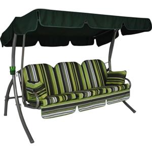 Angerer Ibiza - Dondolo da giardino, prodotto in Germania, altalena per sedersi, sdraiarsi e rilassarsi, con funzione letto, facile da montare (verde rigato)