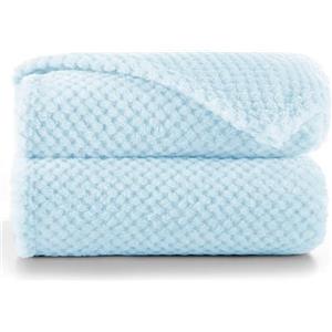 DecoKing Coperta Plaid Pile 220x240 cm per Letto Matrimoniale Calda Accogliente e Spessa in Morbido Velluto Stile Scandinavo Per Letto Divano Sedia Tutte le Stagioni Azzurro Henry