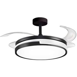 BEL AIR HOME - Ventilatore da Soffitto ROBIN - Motore DC Silenzioso - Luce LED 36W con 3 Temperature di Colore - Pale Scomparsa - Telecomando Incluso - Nero, Metallo