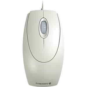 CHERRY WheelMouse optical, Mouse a Filo, Design Simmetrico per Destrimani e Mancini, Sensore Ottico, Connessione USB, Adattatore PS/2 Incluso, Grigio Chiaro